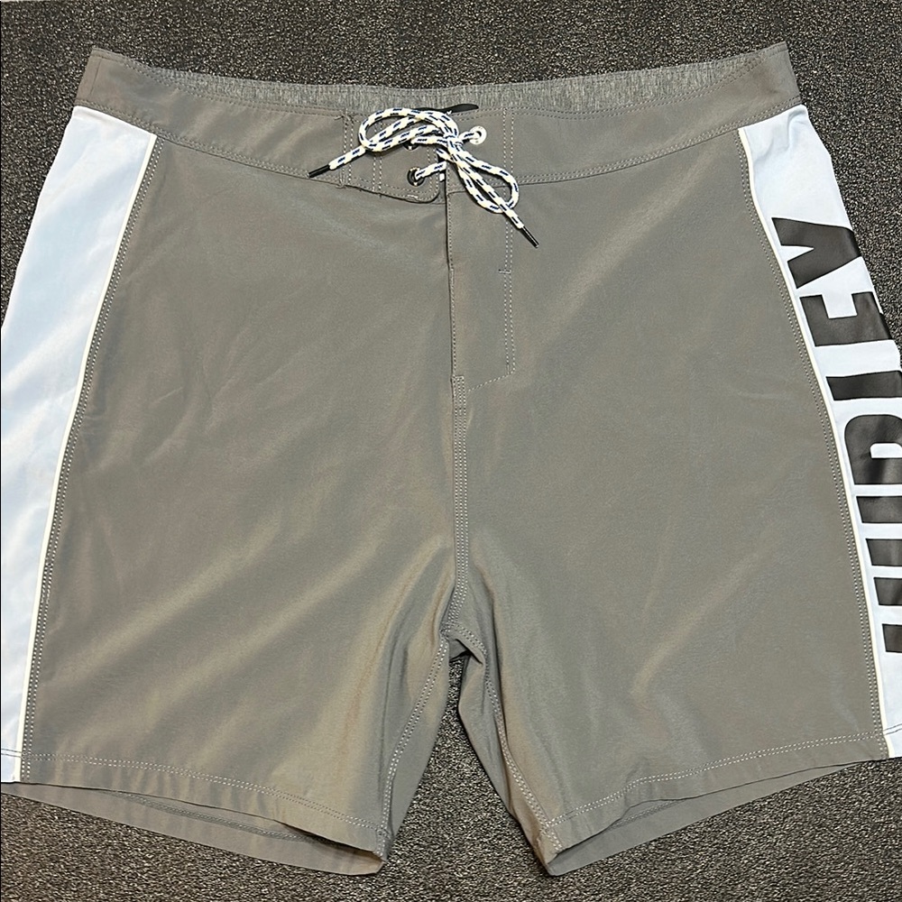 Hurley Gray and Blue Phantom Board Shorts with Drawstring Waist